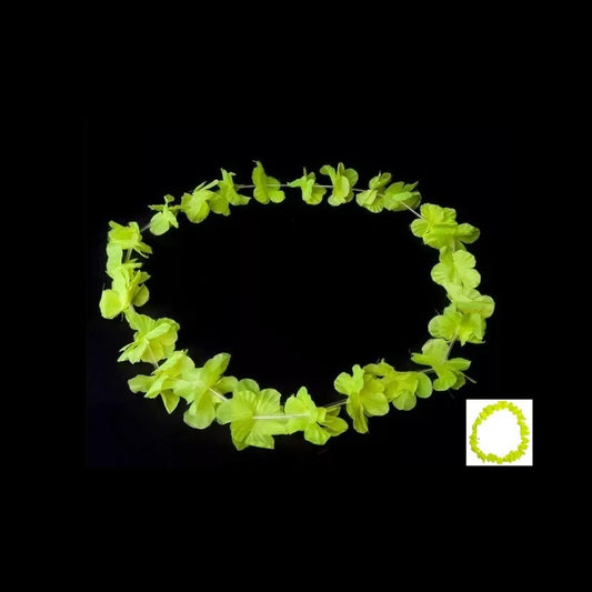 Collier de fleurs tahiti fluo neon jaune 60 mm