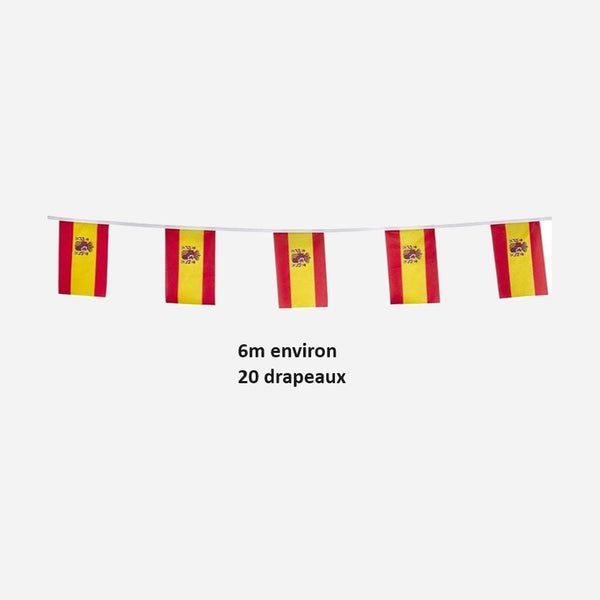 Guirlande 20 drapeaux fanions espagne 6 m
