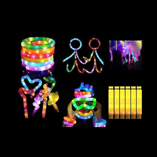 Lot de 6 tubes Pop Fidget LED lumineux jaune 64 cm