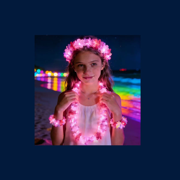 Bracelet de fleurs lumineux LED rose