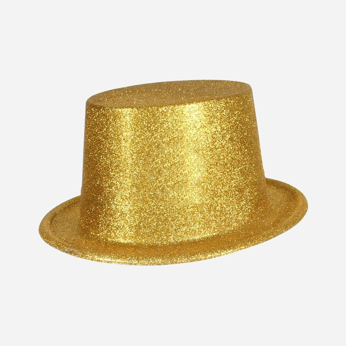 Chapeau haut de forme en PVC à paillettes or 12 cm