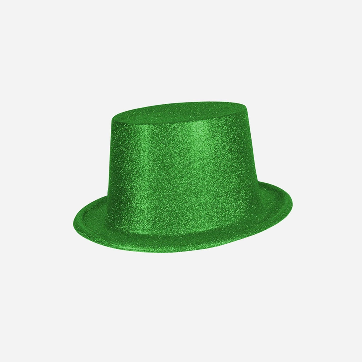 Chapeau haut de forme en PVC à paillettes vert 12 cm