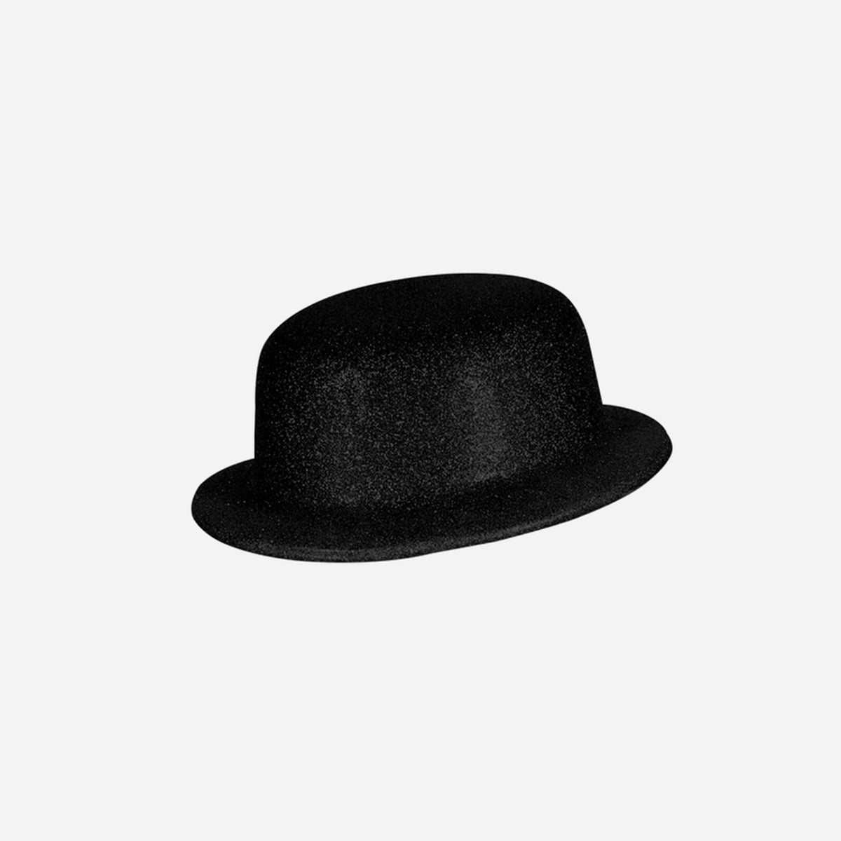 Chapeau melon en PVC à paillettes noir 10 cm