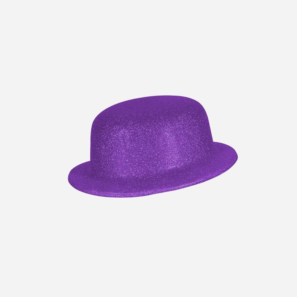 Chapeau melon en PVC à paillettes lila 10 cm