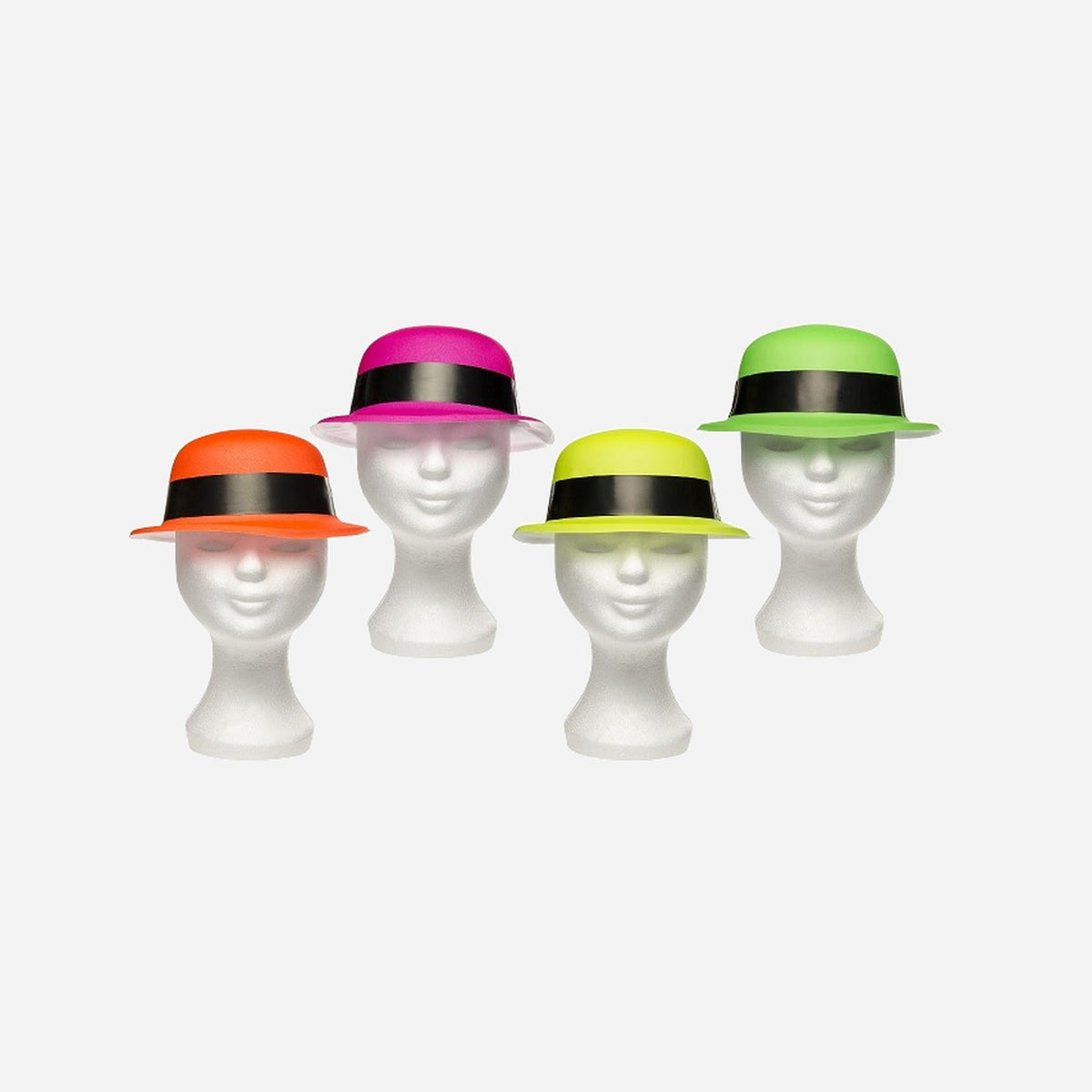 Chapeau melon en PVC fluo 20 × 17 cm