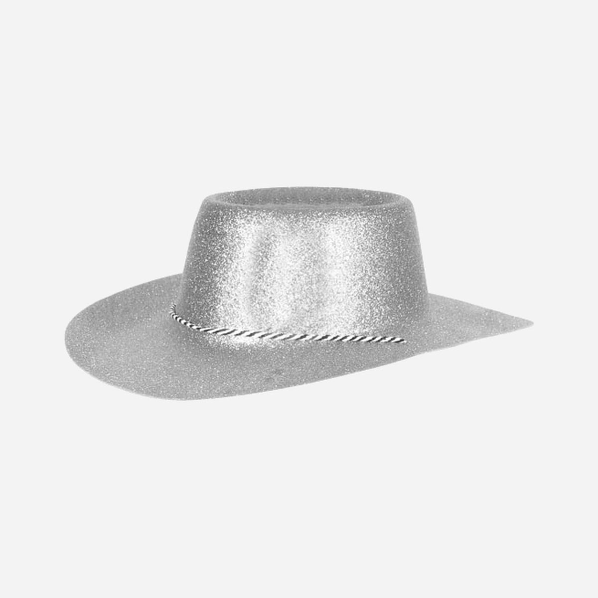 Chapeau cowboy en PVC à paillettes argent