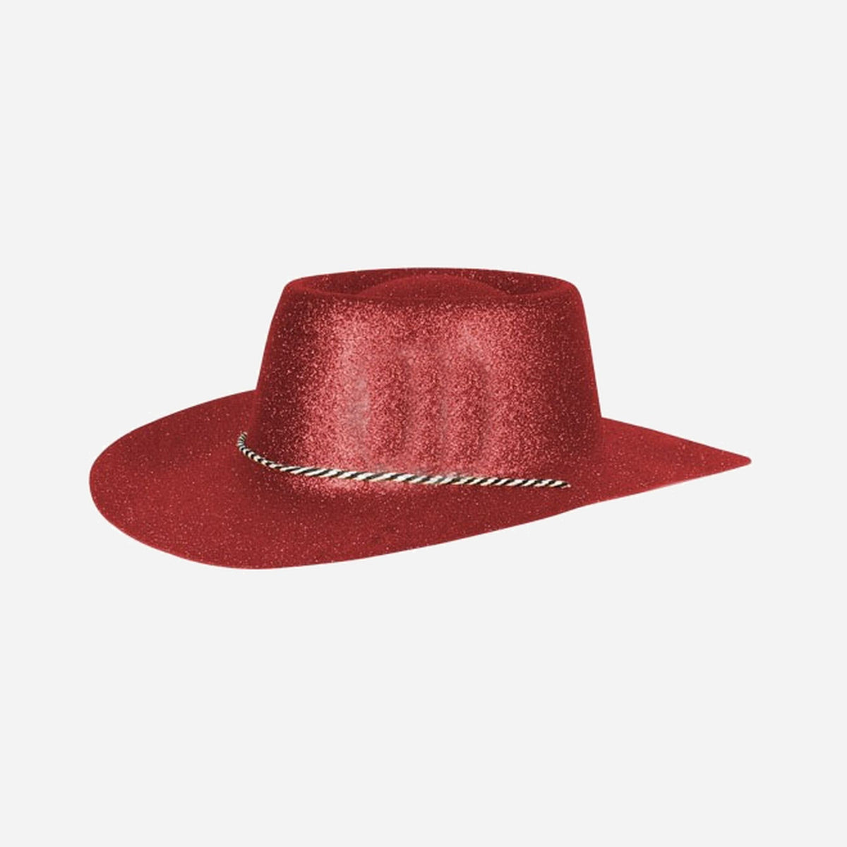 Chapeau cowboy en PVC à paillettes rouge