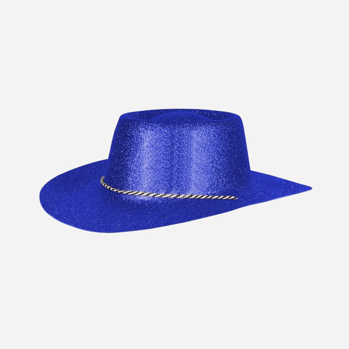 Chapeau cowboy en PVC à paillettes bleu