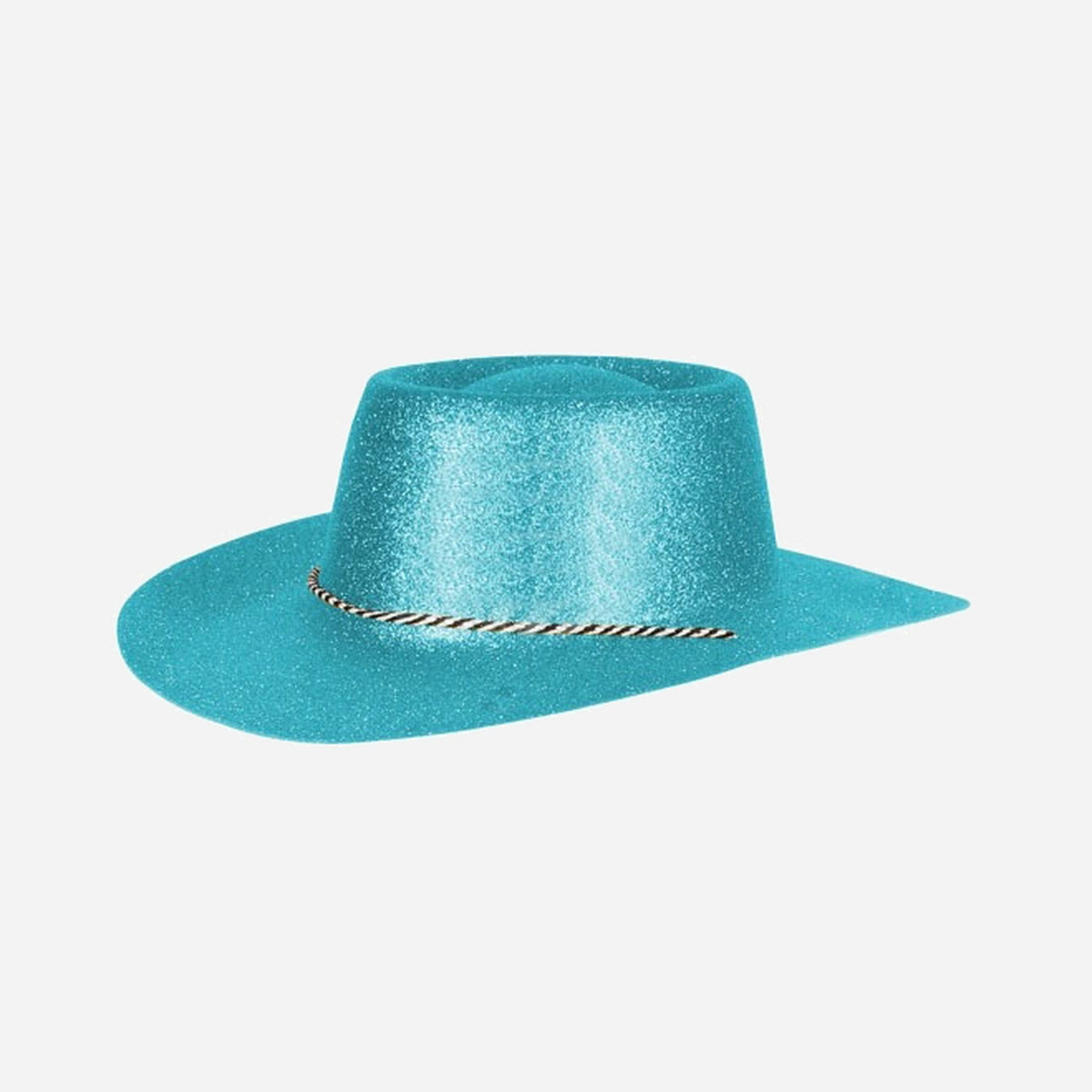 Chapeau cowboy en PVC à paillettes turquoise