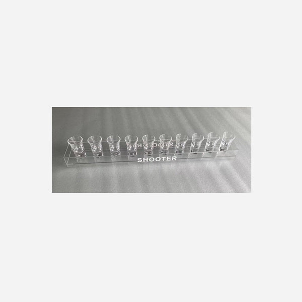 1x rail shooter transparent pour 10 verres 60 cm