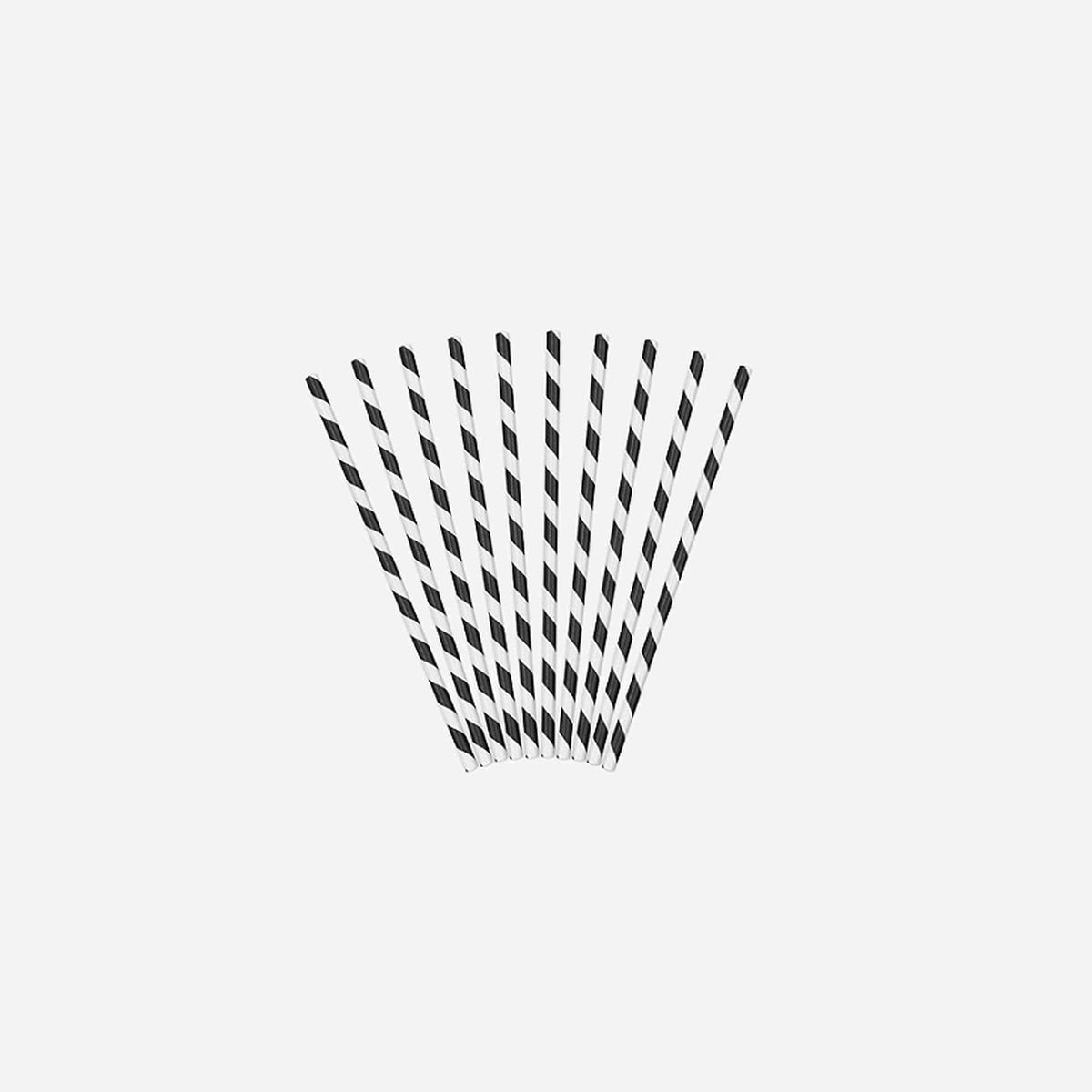 Lot de 10 pailles carton noir & blanc 19.5 cm