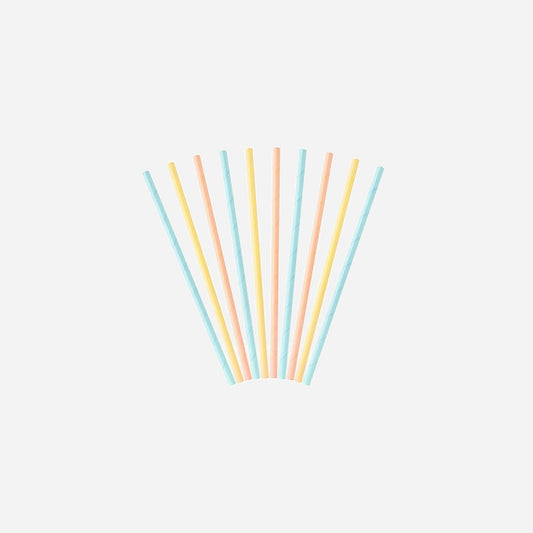 Lot de 10 pailles carton pastel 19.5 cm