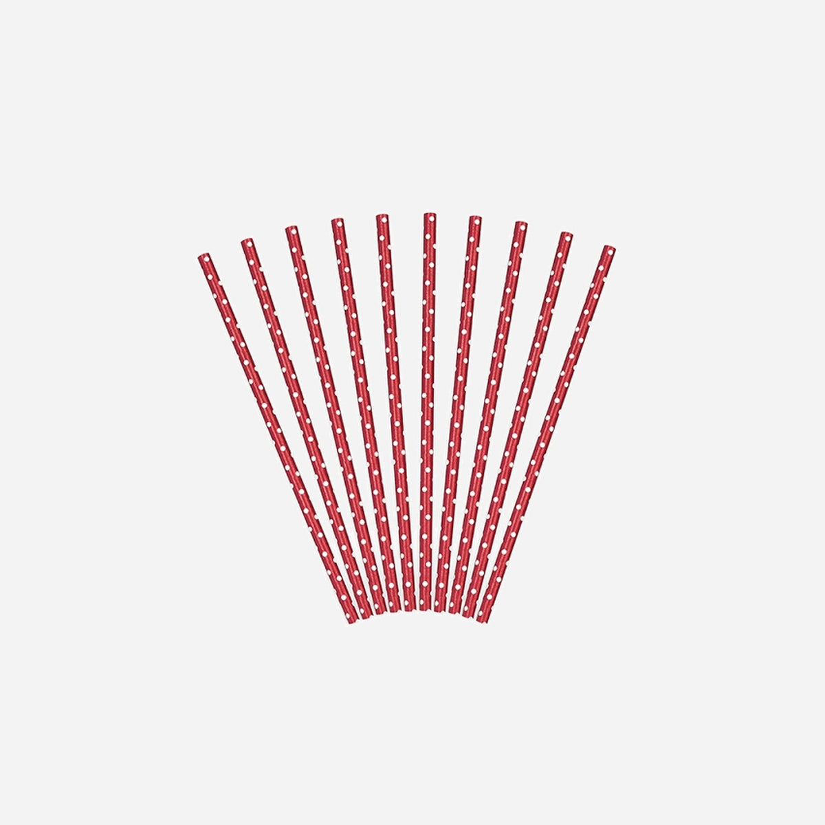 Lot de 10 pailles carton rouge à pois blanc 19.5 cm