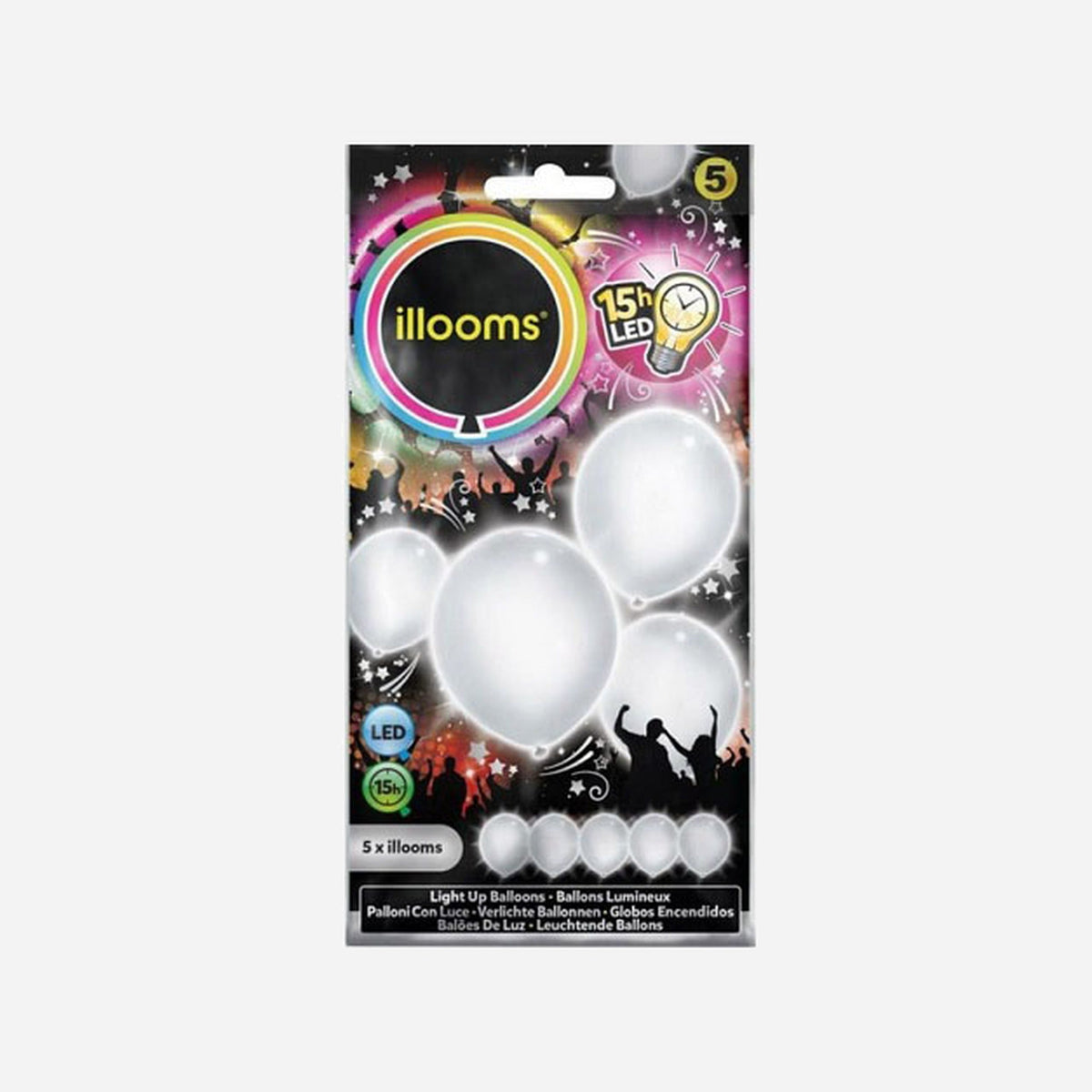 Lot de 5 ballons LED lumineux blanc