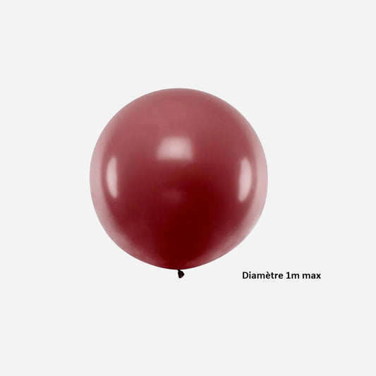 Ballon rond géant bourgogne pastel 1 m
