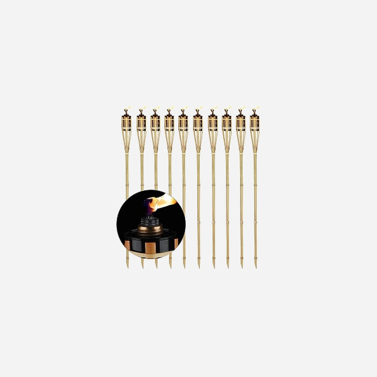 Lot de 10 torches flambeau lampe à pétrole bambou 90 cm