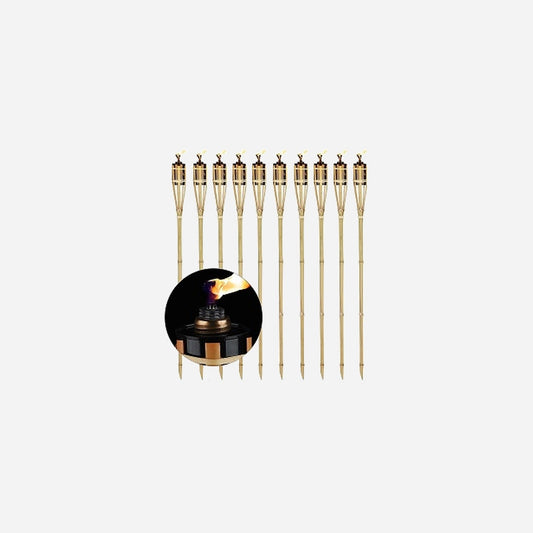 Lot de 10 torches flambeau lampe à pétrole bambou 90 cm