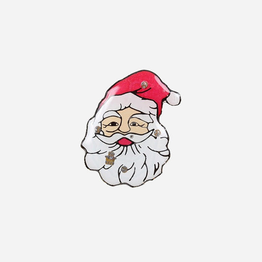 Badge/magnet LED tête de père Noël