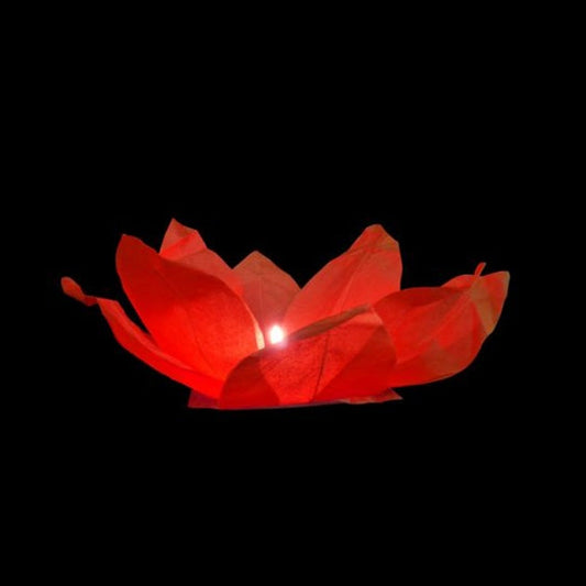 Lanterne fleur de lotus flottante rouge 30 cm