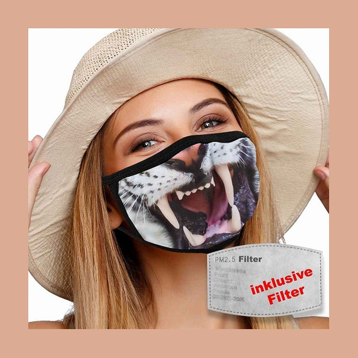 Masque textile lavable avec filtre actif gueule de felin
