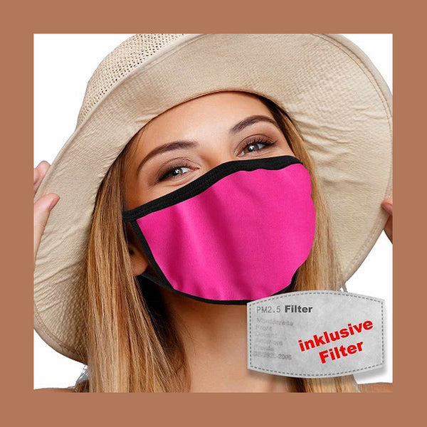 Masque textile lavable avec filtre actif fuchsia