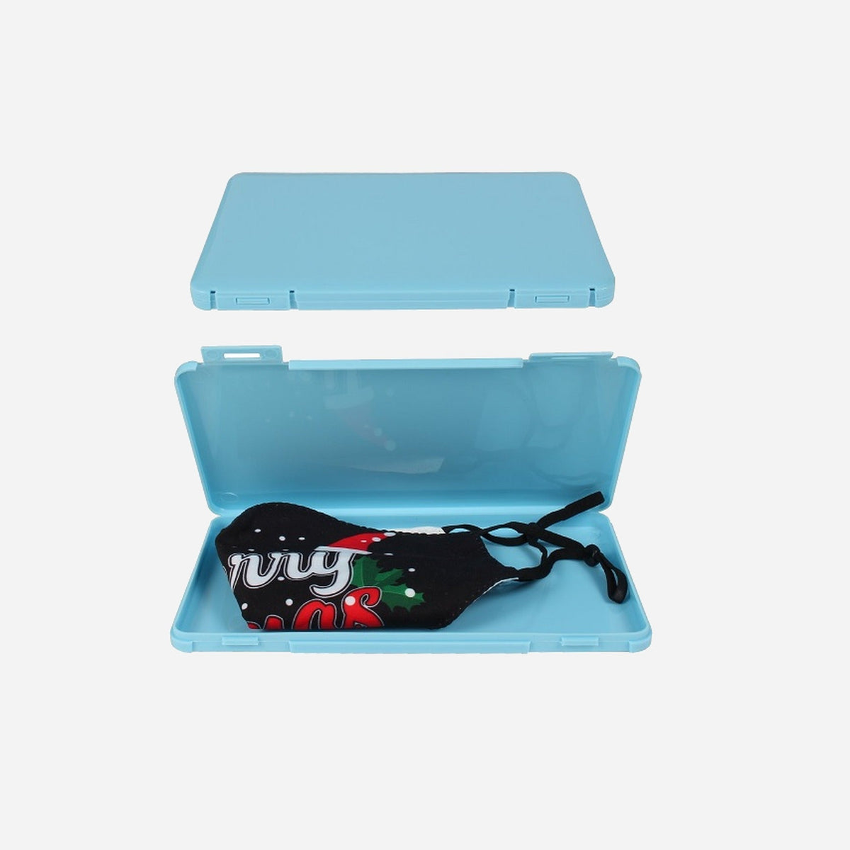 Boite transport plastique slim pour masque bleu