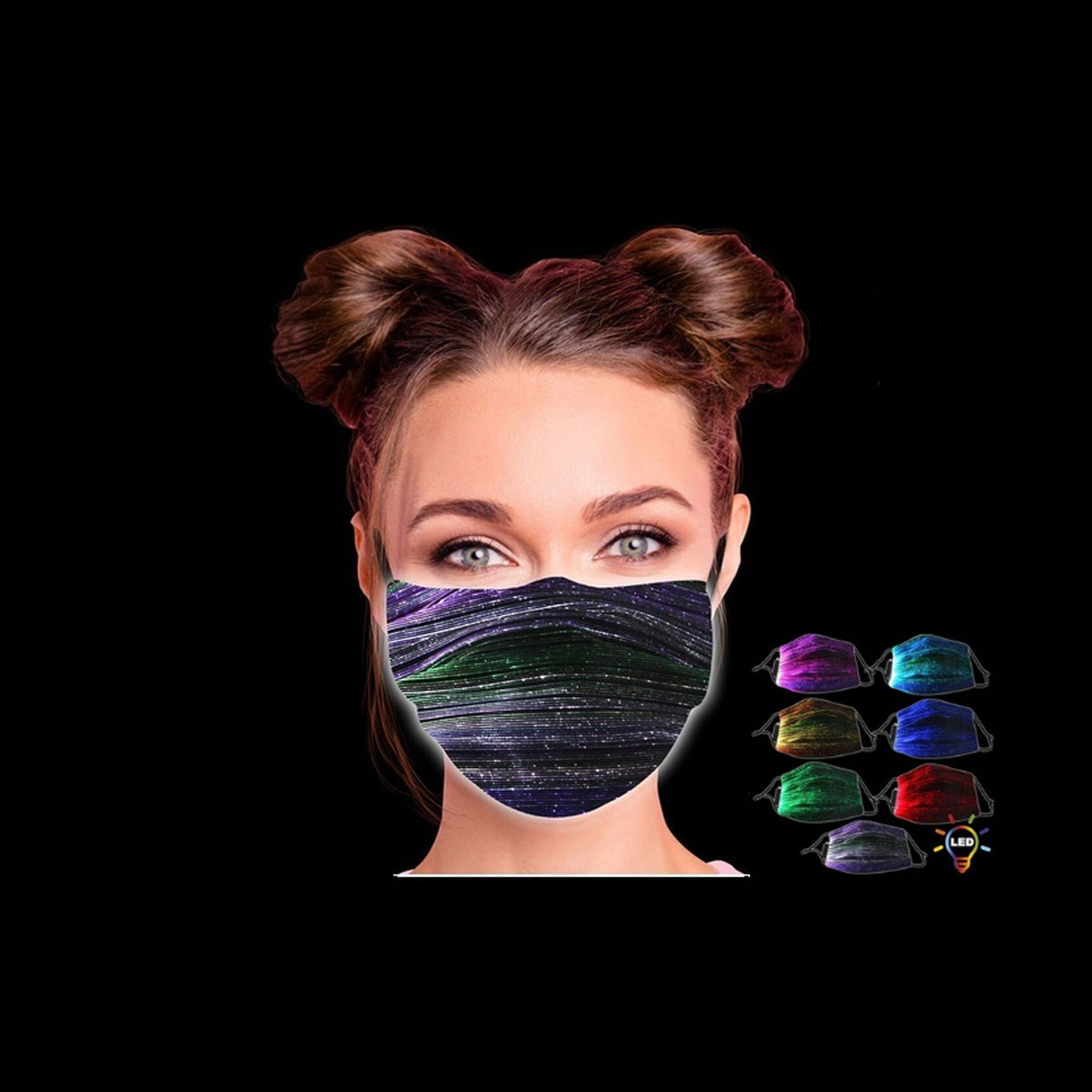 Masque textile lumineux EL LED avec filtre actif