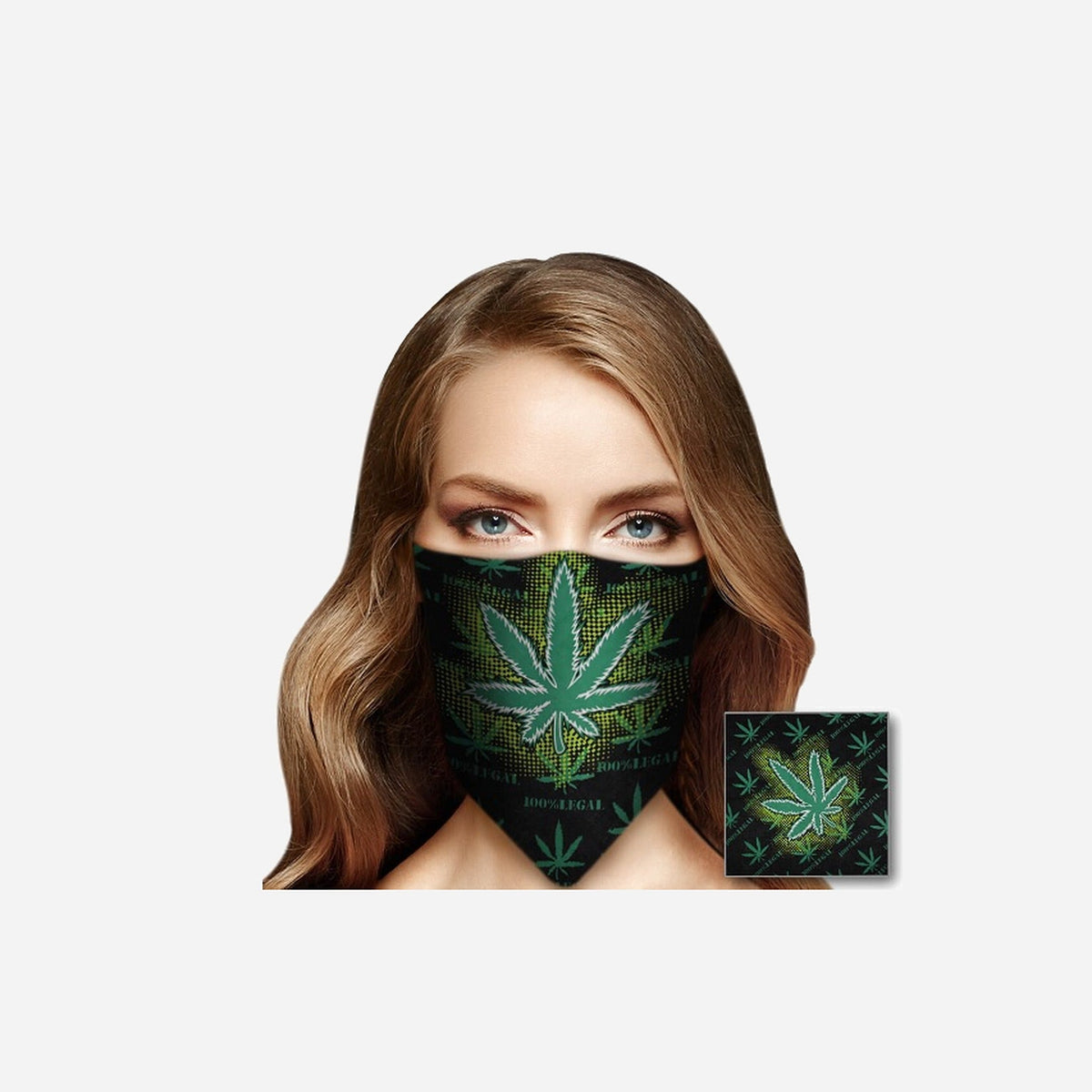 Bandana vert noir motif cbd