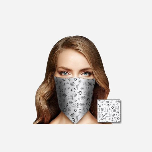 Bandana blanc noir motifs marins