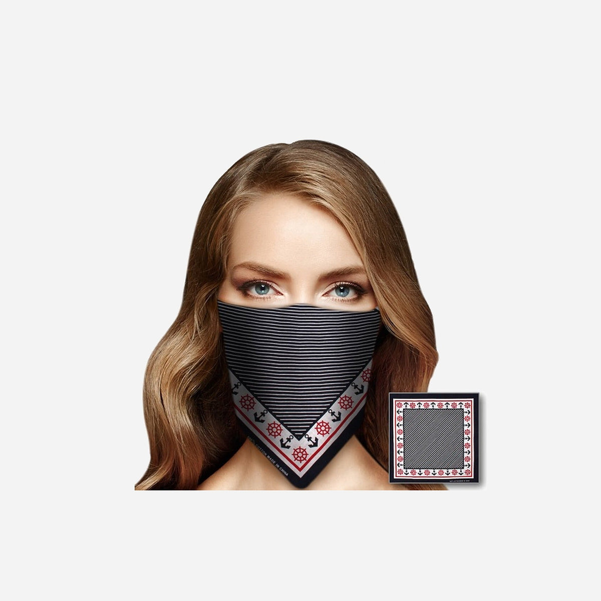 Bandana noir blanc rouge motifs marins