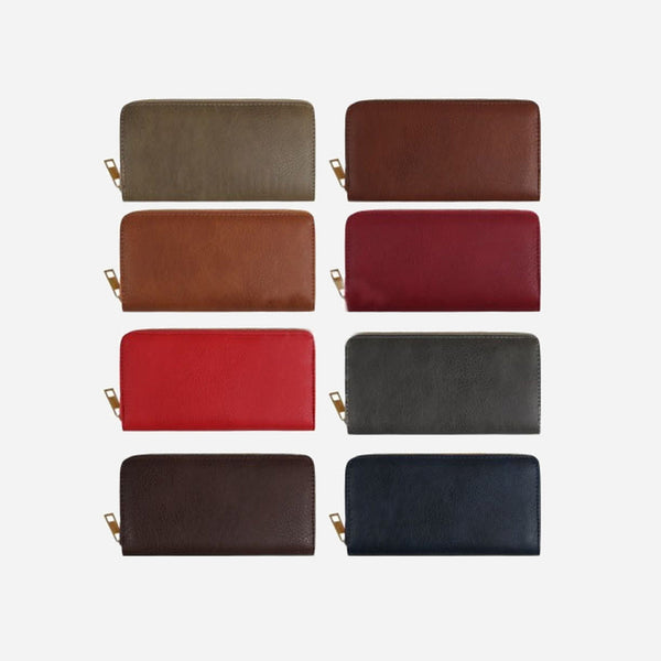 Porte-monnaie simili cuir fonçé assorti