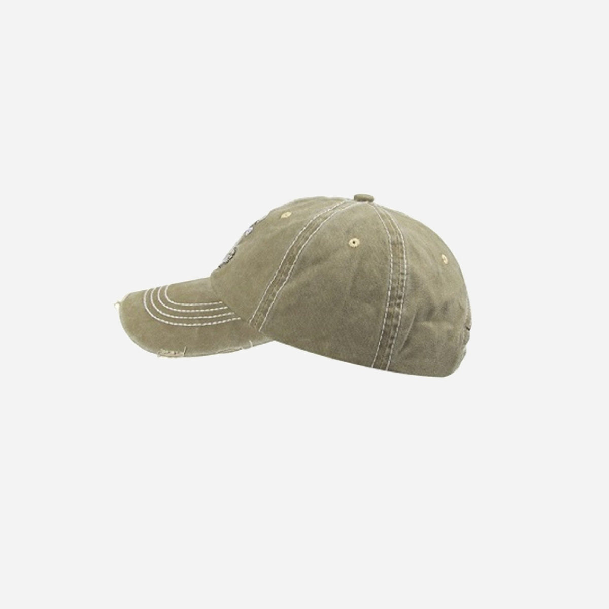 Casquette coton rétro vintage motif Ancre verte olive
