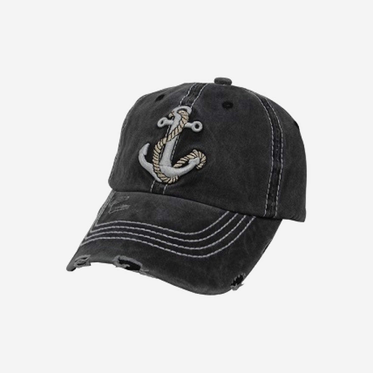 Casquette coton rétro vintage motif Ancre noir