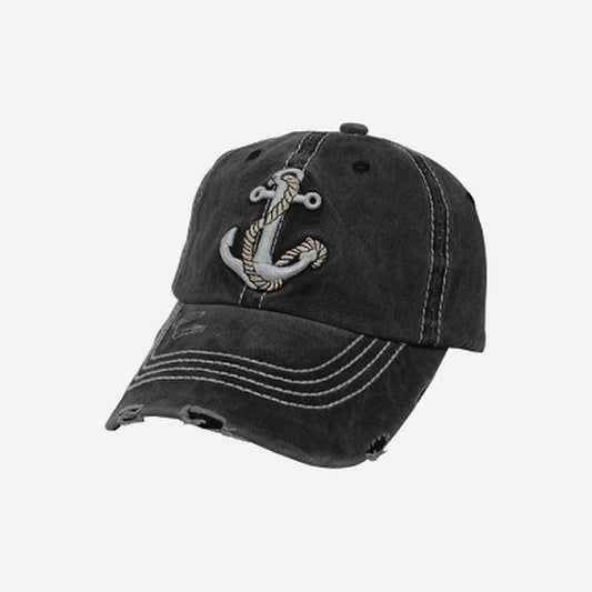 Casquette coton rétro vintage motif Ancre noir