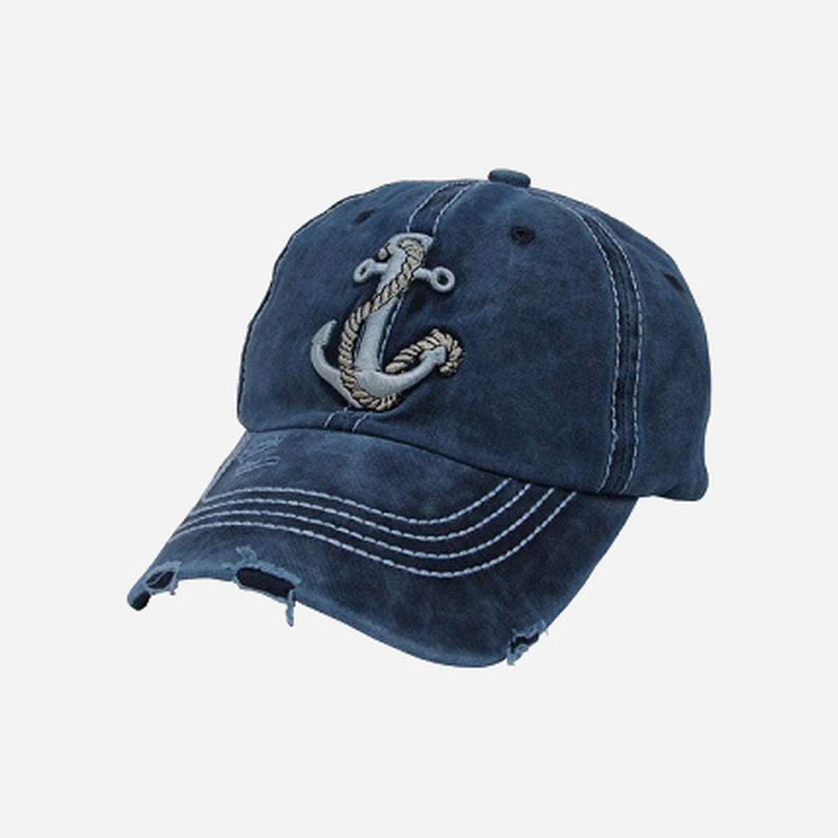 Casquette coton rétro vintage motif Ancre bleu