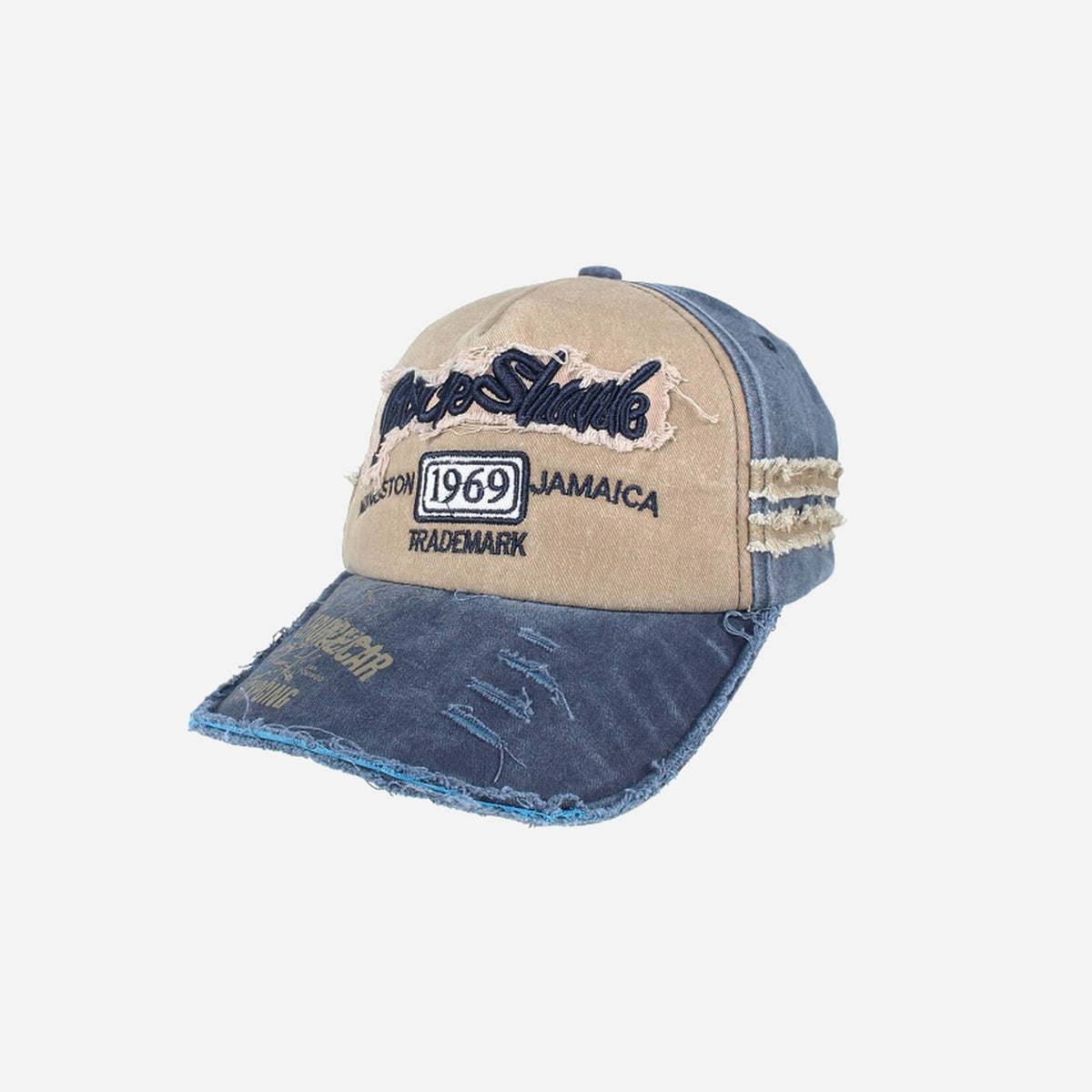 Casquette coton vintage Rock Shark 1969 bleu beige fantaisie