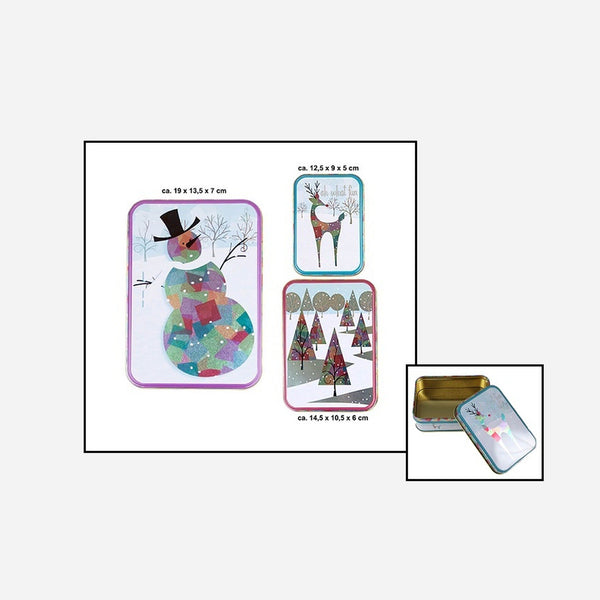 Lot de 3 boîtes métalliques motifs de noël assorti IX