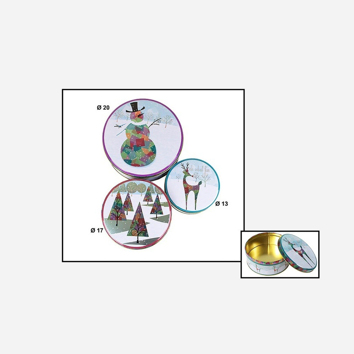 Lot de 3 boîtes métalliques motifs de noël assorti VIII