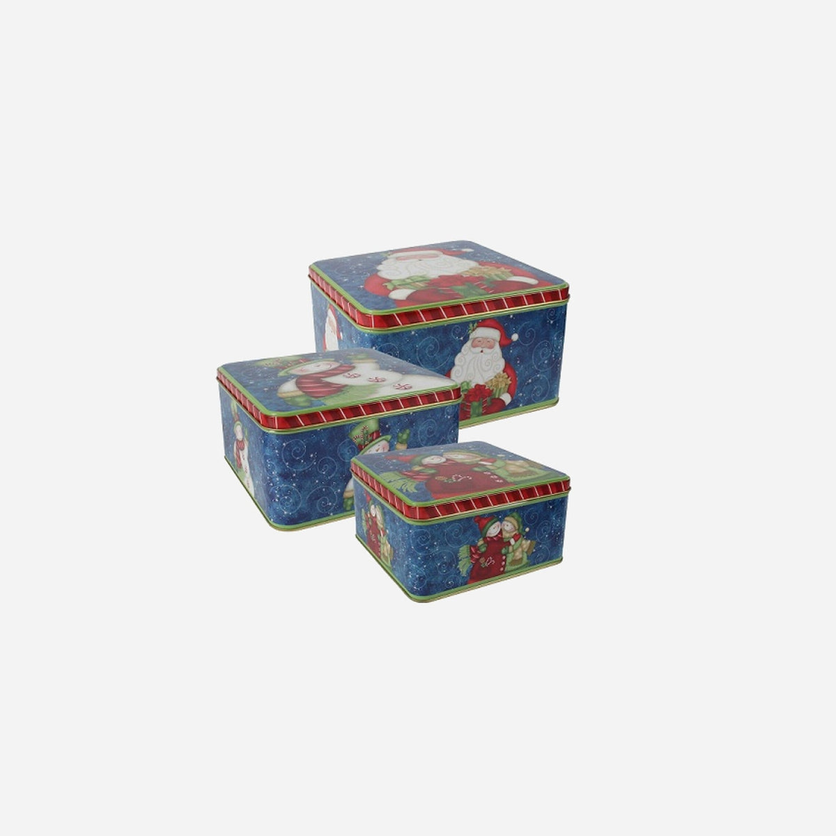 Lot de 3 boîtes métalliques motifs de noël assorti VI