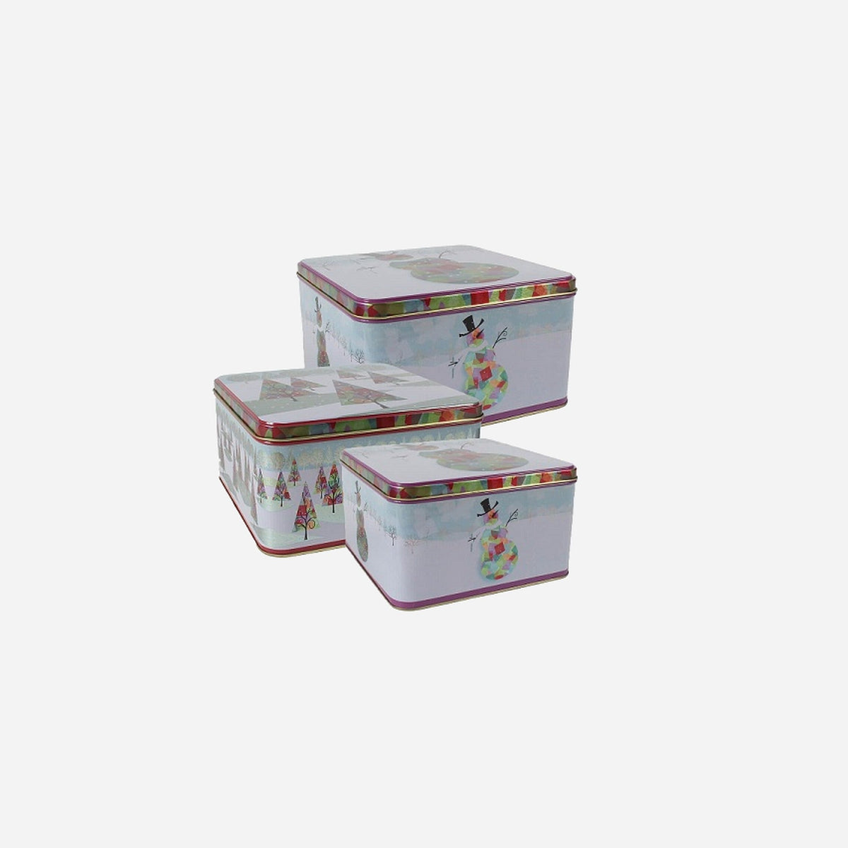 Lot de 3 boîtes métalliques motifs de noël assorti II