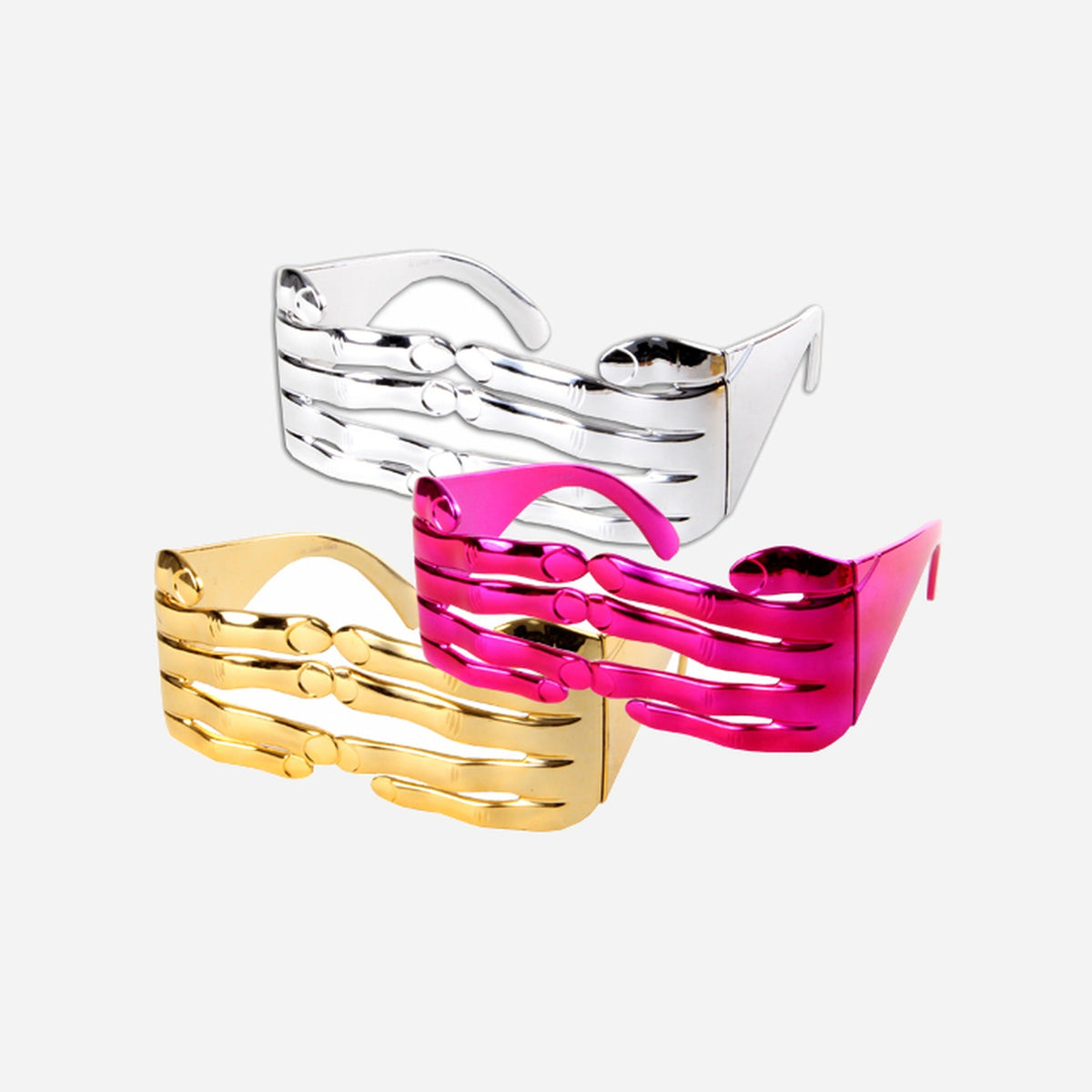 Lunettes gag doigts or argent pink assorti