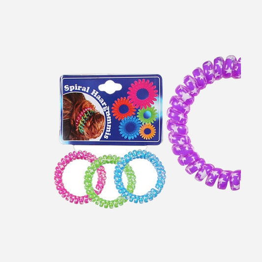 Chouchou bracelet spirale élastique transparent motif étoile 4 cm