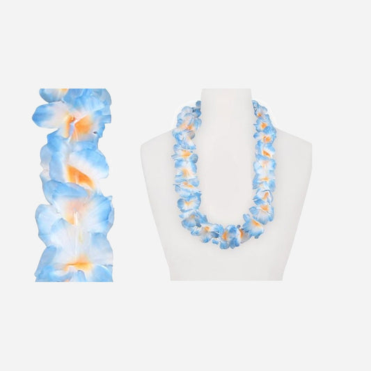 Collier tahiti bleu blanc orange 60 mm