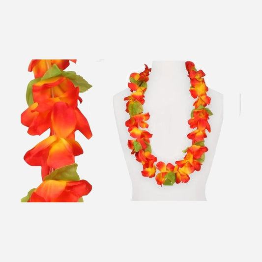 Collier de fleurs tahiti 120 mm orange et jaune new