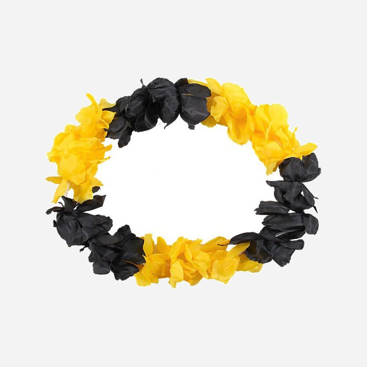 Collier de fleurs épais tahiti noir jaune 120 mm