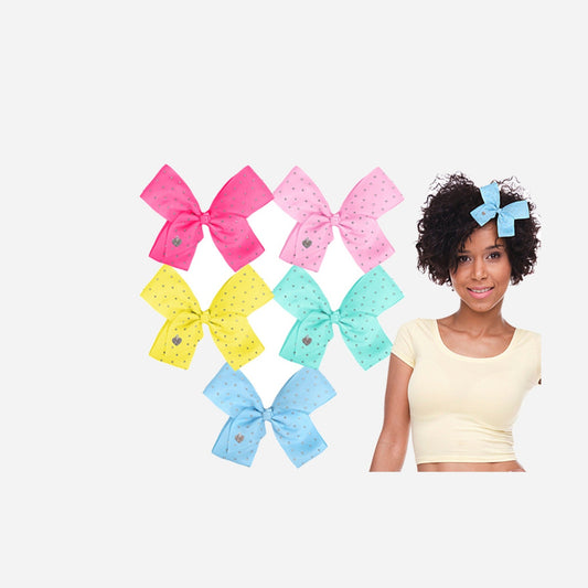 Barrette clip noeud avec piqué strass assorti