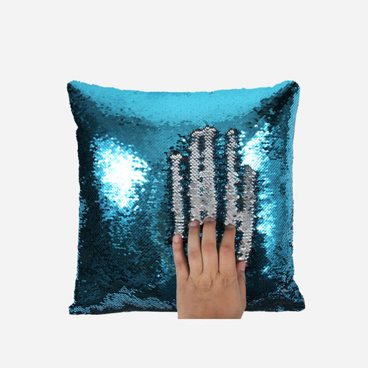 Coussin sirène turquoise/argent 38 cm