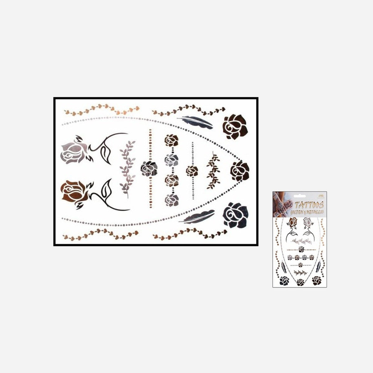 Carte tatouages temporaires métallisés modèle MT-66