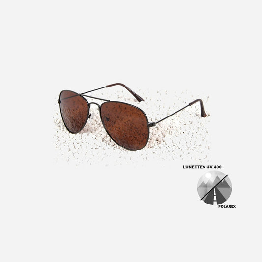 Lunettes de soleil polarex pilote aviateur gris noir polarisées