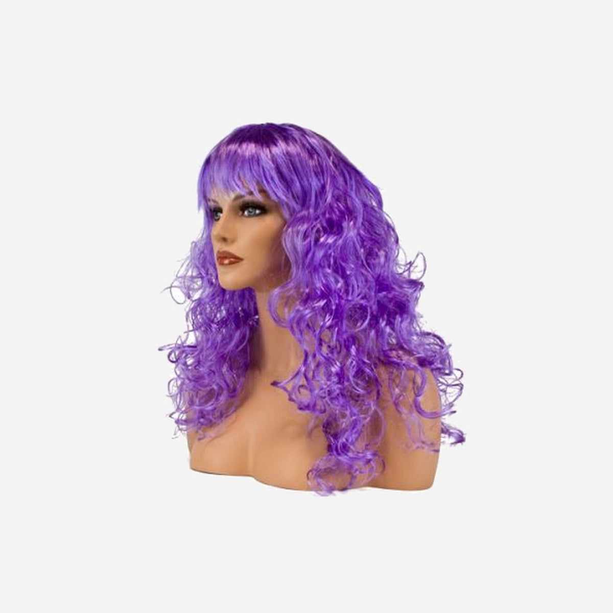 Perruque cheveux longs bouclés lilas